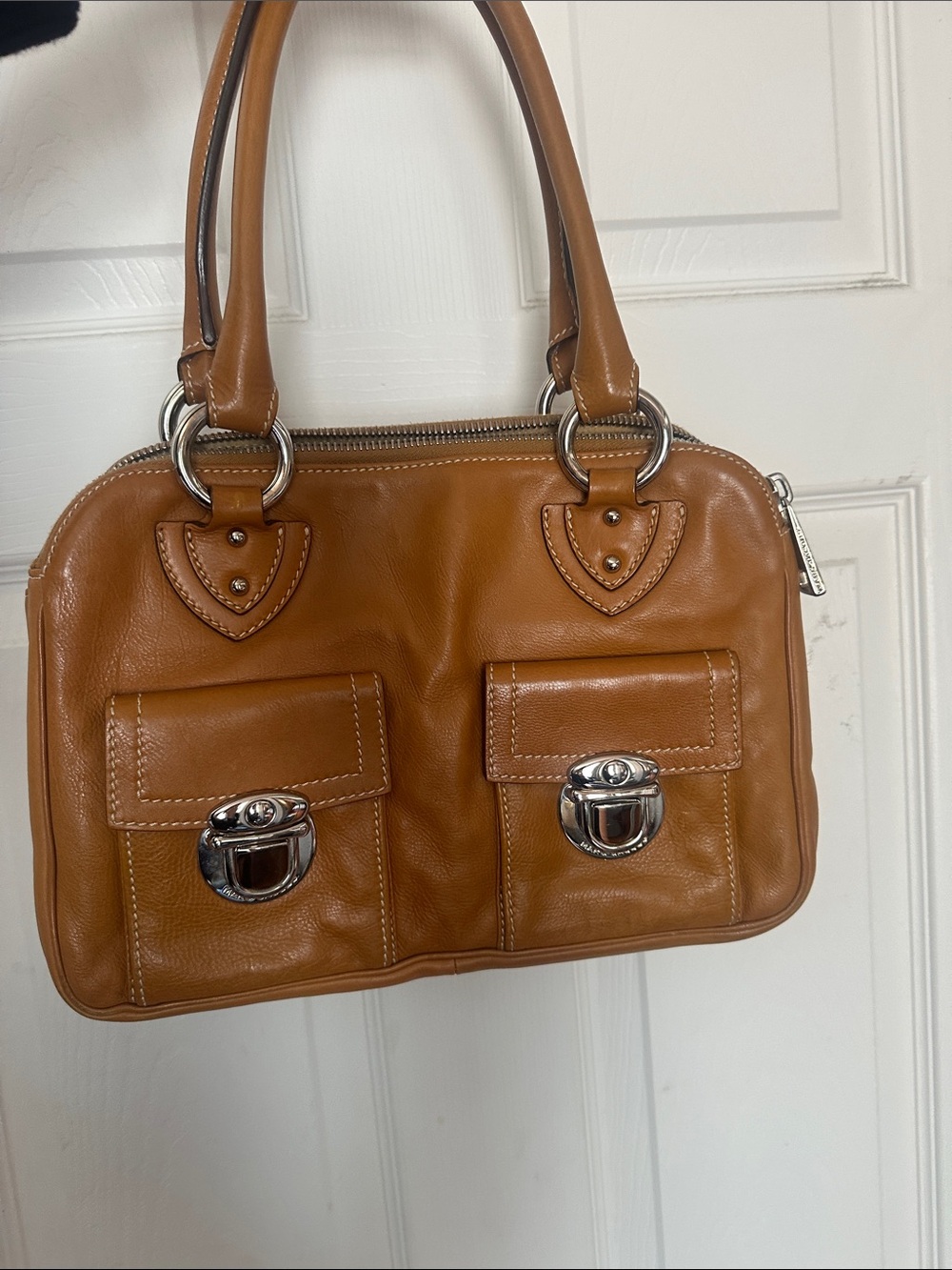 Marc Jacobs Cognac Leather Double-Pocket Shoulder Bag